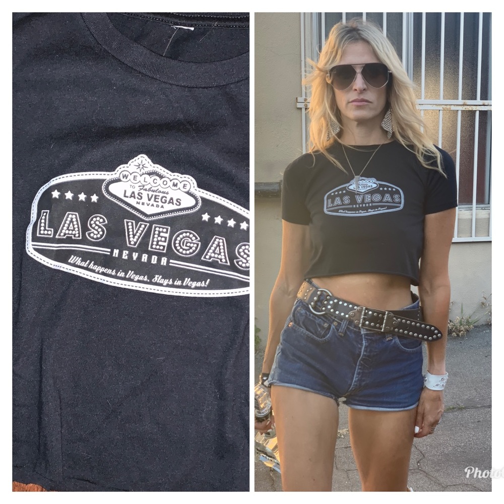 Cropped graphic tee shirt Las Vegas small